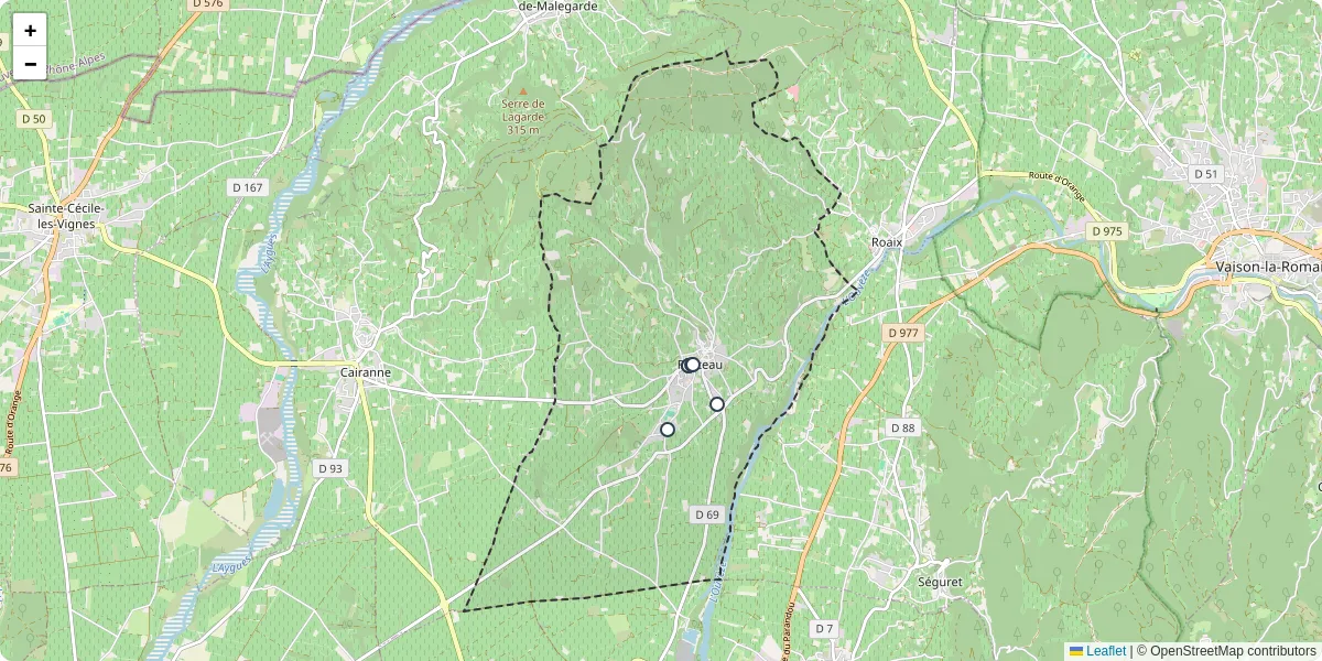 Carte du réseau de transport en commun à Rasteau - lignes de bus et arrêts