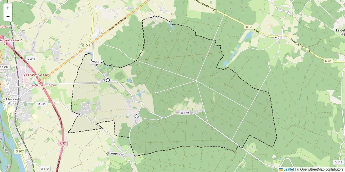 Carte du réseau de transport en commun à Raveau - lignes de bus et arrêts