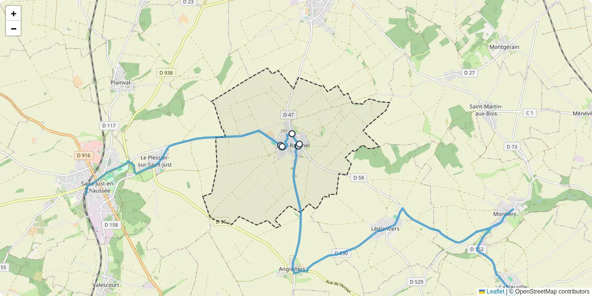 Carte du réseau de transport en commun à Ravenel - lignes de bus et arrêts