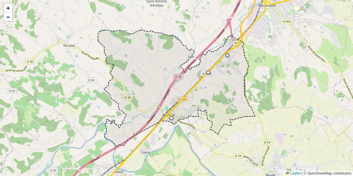 Carte du réseau de transport en commun à Réalville - lignes de bus et arrêts