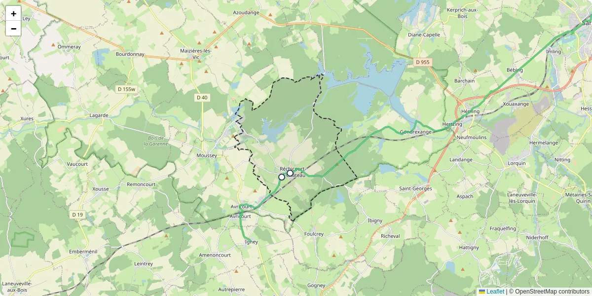 Carte du réseau de transport en commun à Réchicourt-le-Château - lignes de bus et arrêts