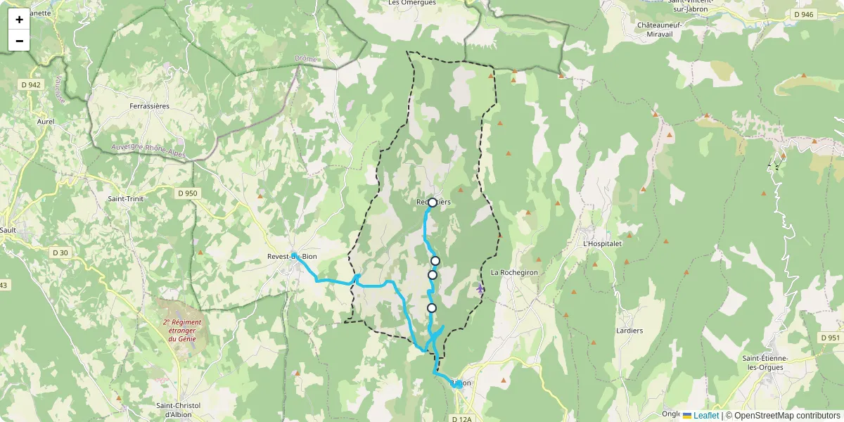 Carte du réseau de transport en commun à Redortiers - lignes de bus et arrêts