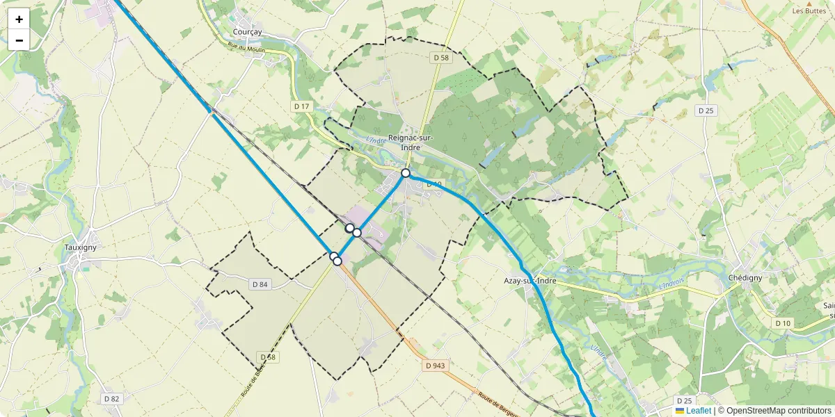 Carte du réseau de transport en commun à Reignac-sur-Indre - lignes de bus et arrêts