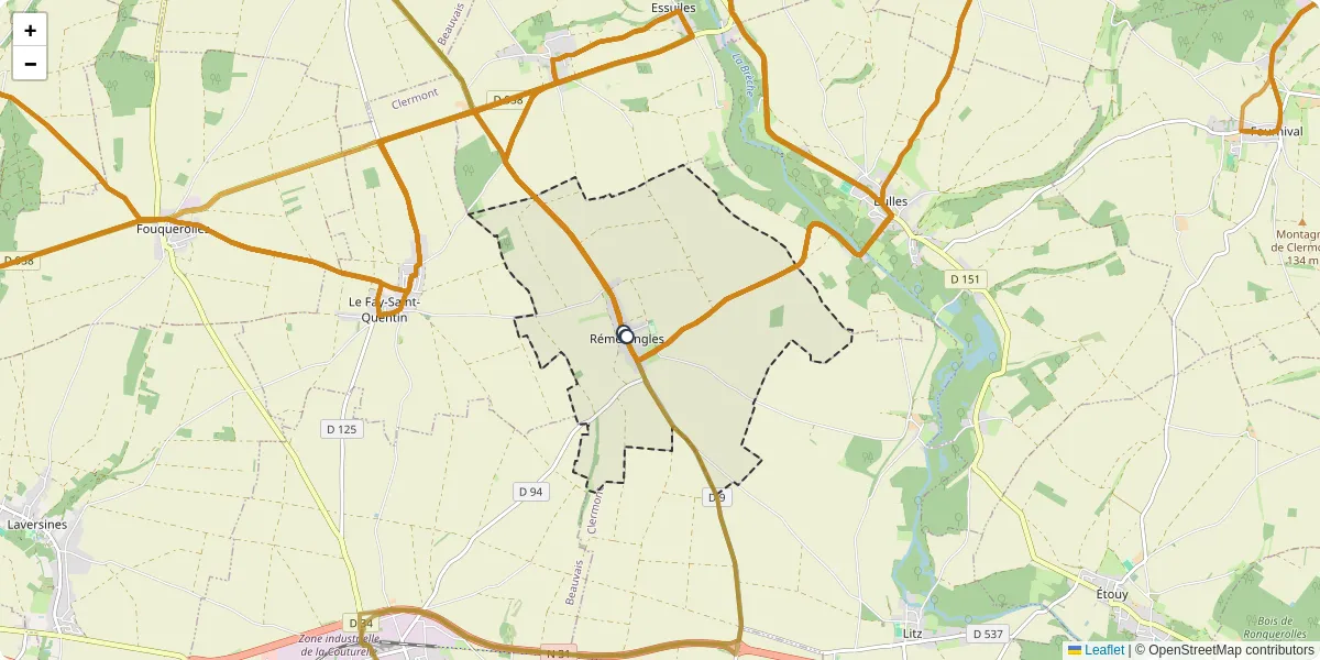 Carte du réseau de transport en commun à Rémérangles - lignes de bus et arrêts