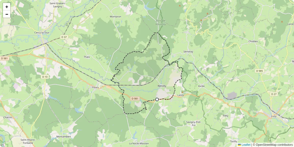 Carte du réseau de transport en commun à Rémilly - lignes de bus et arrêts