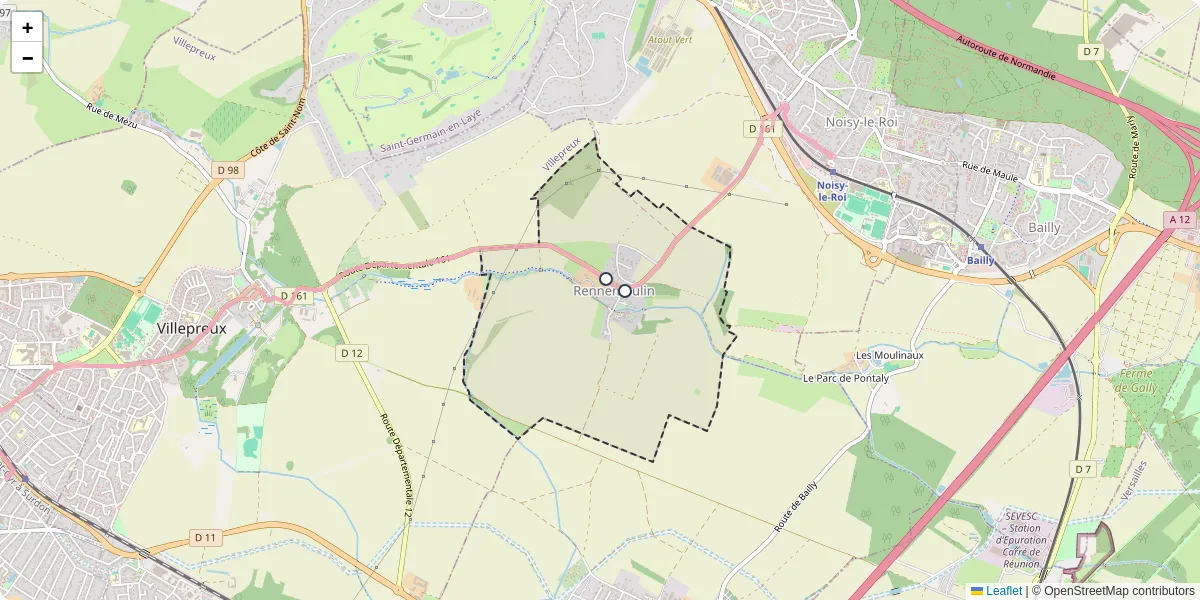 Carte du réseau de transport en commun à Rennemoulin - lignes de bus et arrêts