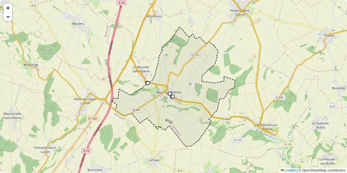 Carte du réseau de transport en commun à Reuil-sur-Brêche - lignes de bus et arrêts