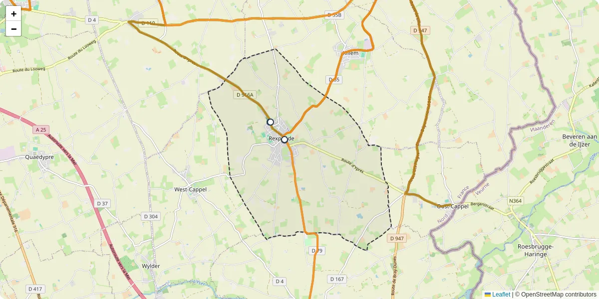 Carte du réseau de transport en commun à Rexpoëde - lignes de bus et arrêts