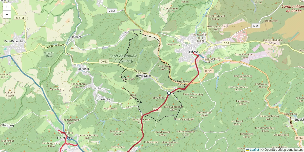Carte du réseau de transport en commun à Reyersviller - lignes de bus et arrêts