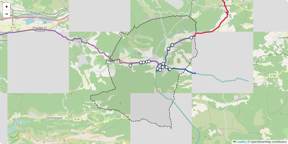 Carte du réseau de transport en commun à Rians - lignes de bus et arrêts