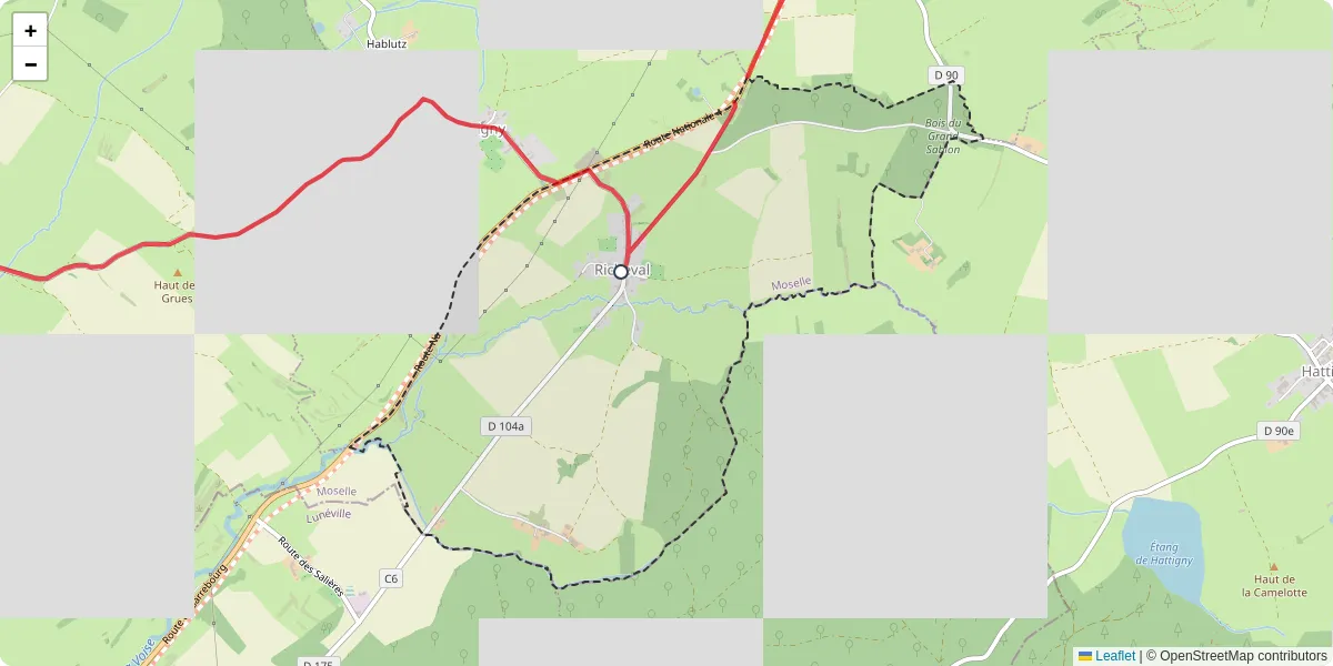 Carte du réseau de transport en commun à Richeval - lignes de bus et arrêts