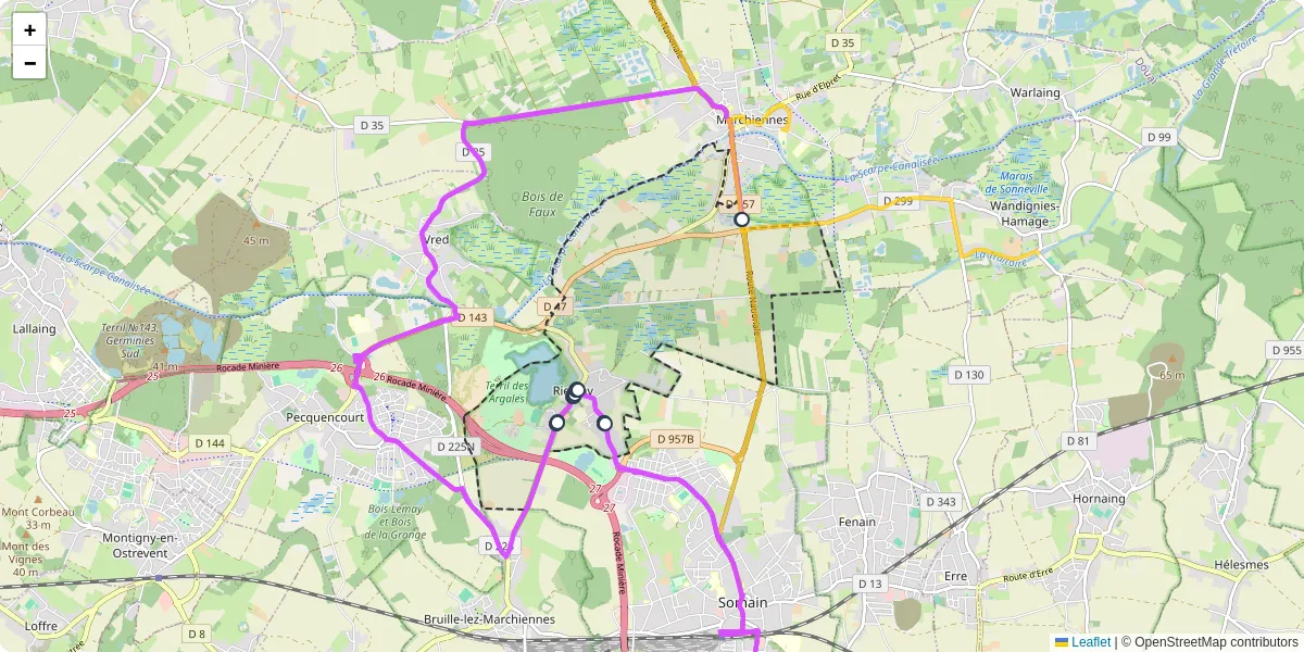 Carte du réseau de transport en commun à Rieulay - lignes de bus et arrêts