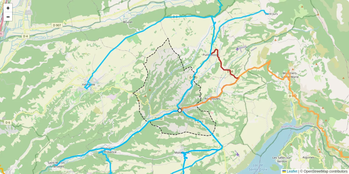 Carte du réseau de transport en commun à Riez - lignes de bus et arrêts