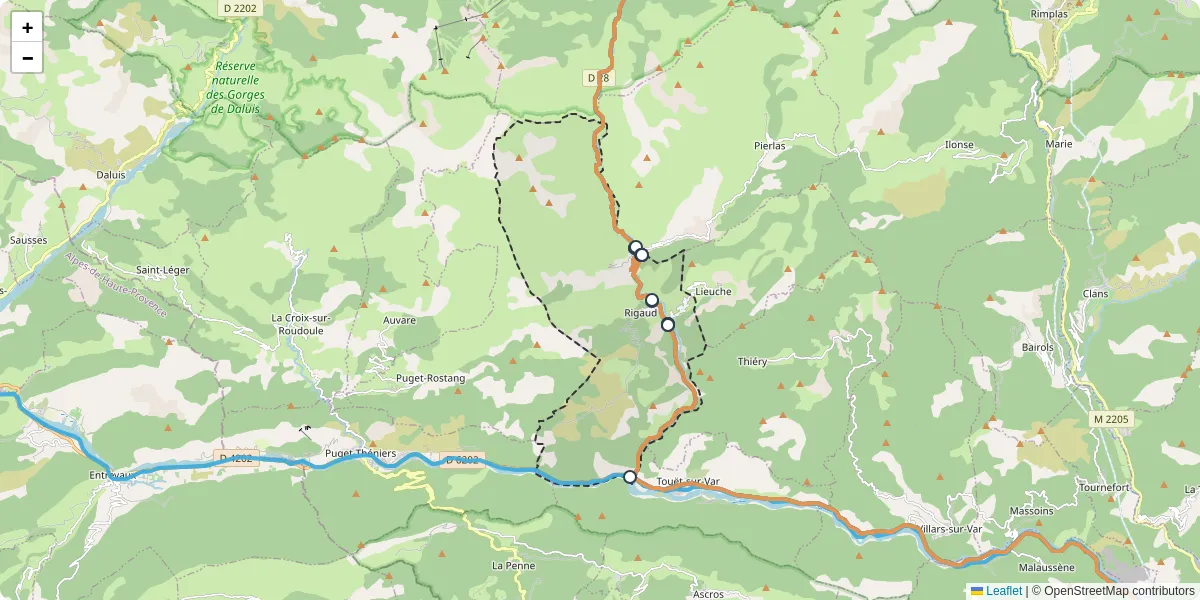 Carte du réseau de transport en commun à Rigaud - lignes de bus et arrêts