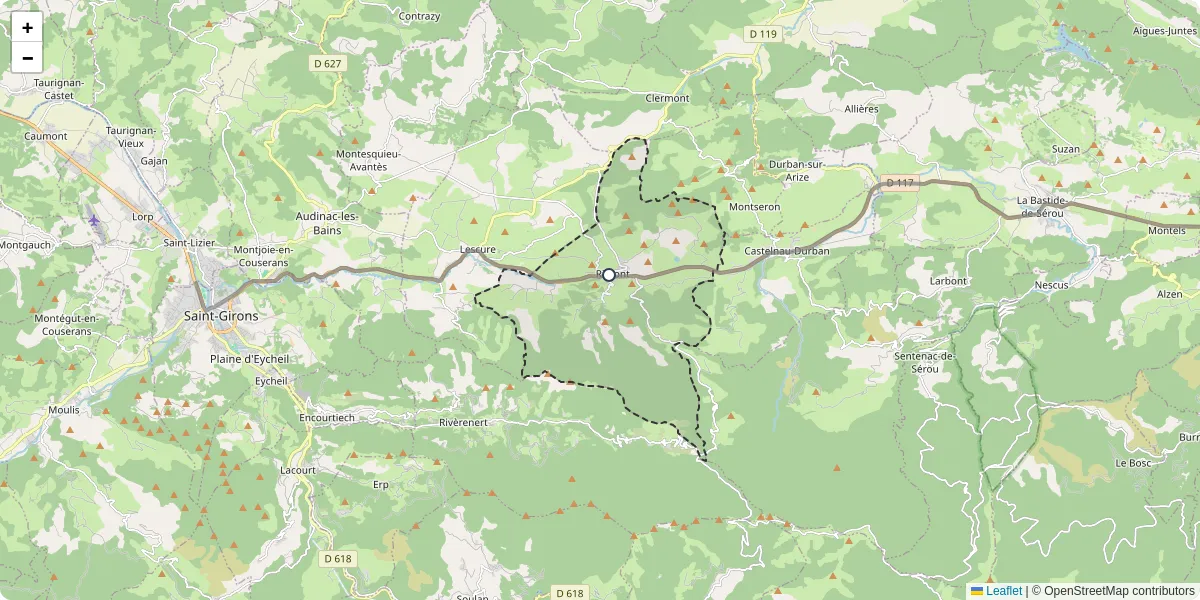 Carte du réseau de transport en commun à Rimont - lignes de bus et arrêts