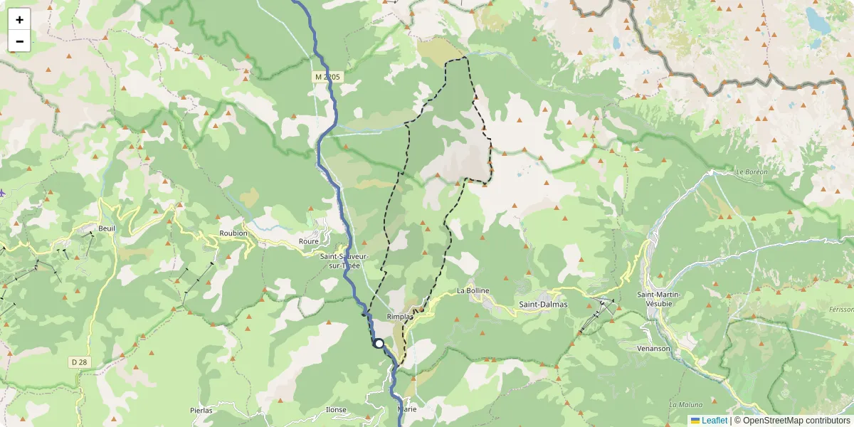 Carte du réseau de transport en commun à Rimplas - lignes de bus et arrêts