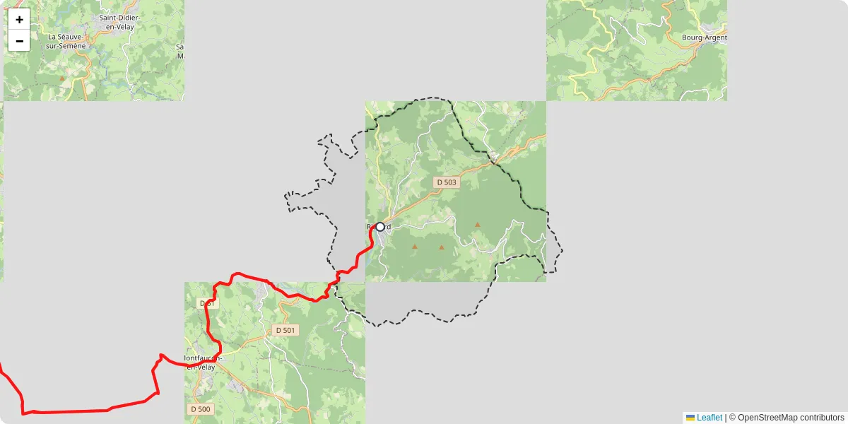 Carte du réseau de transport en commun à Riotord - lignes de bus et arrêts