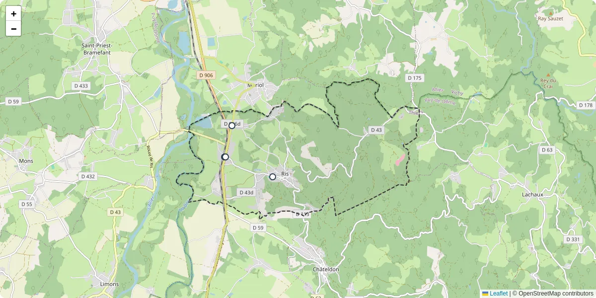 Carte du réseau de transport en commun à Ris - lignes de bus et arrêts