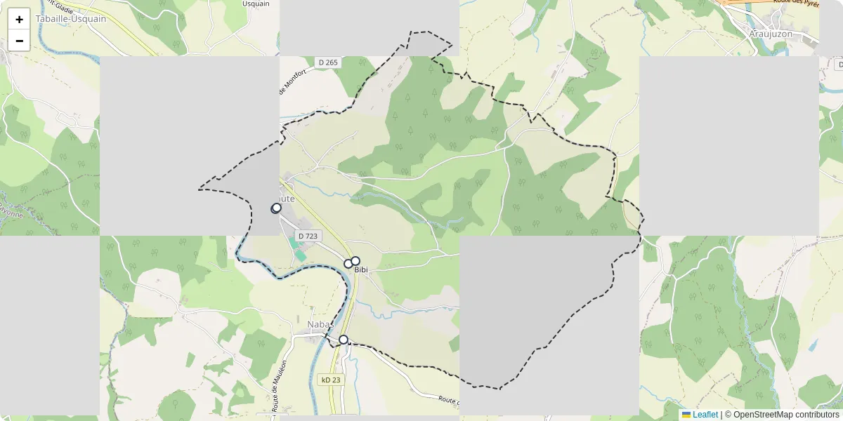 Carte du réseau de transport en commun à Rivehaute - lignes de bus et arrêts