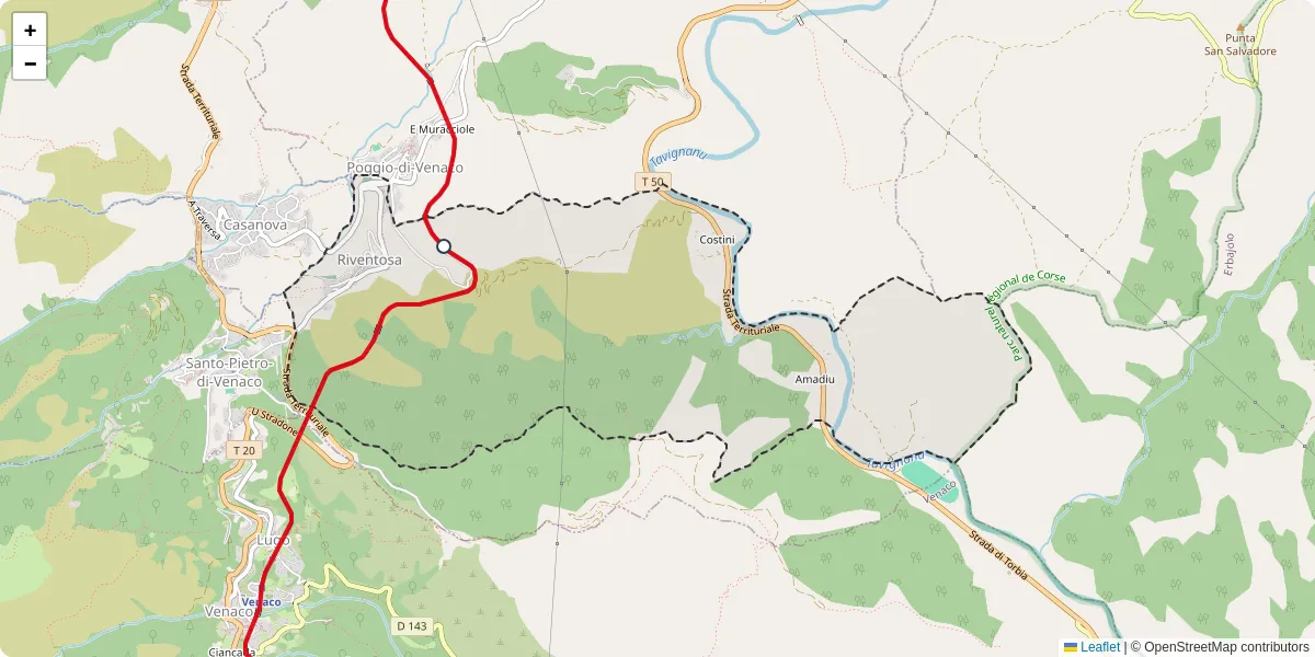 Carte du réseau de transport en commun à Riventosa - lignes de bus et arrêts