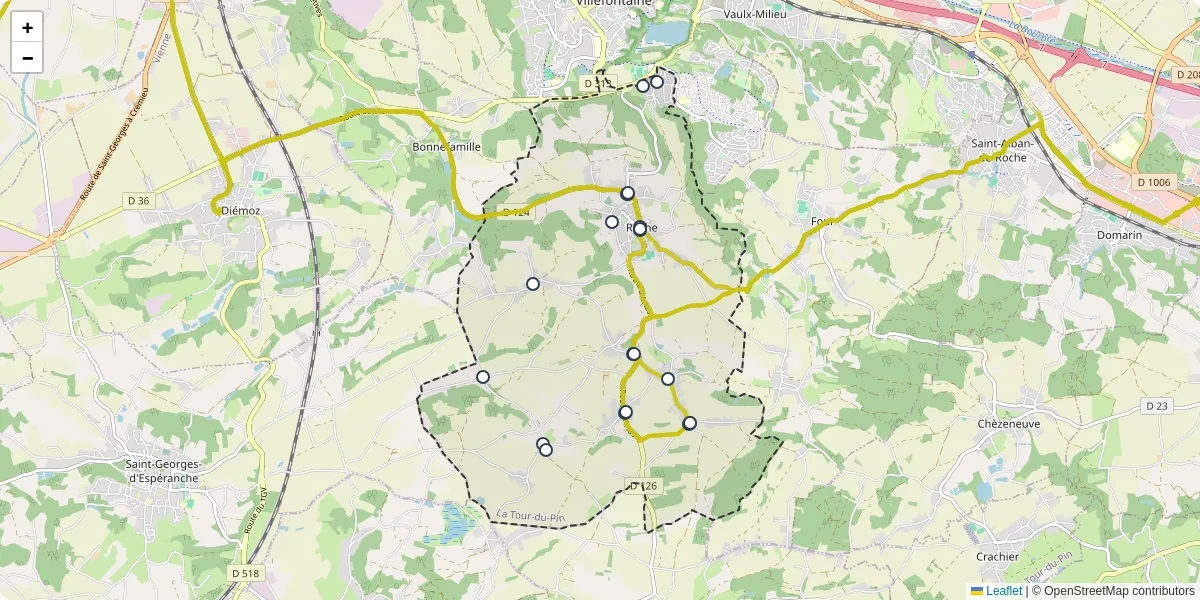 Carte du réseau de transport en commun à Roche - lignes de bus et arrêts