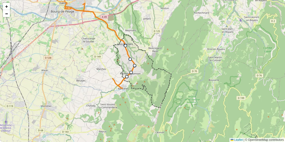 Carte du réseau de transport en commun à Rochefort-Samson - lignes de bus et arrêts