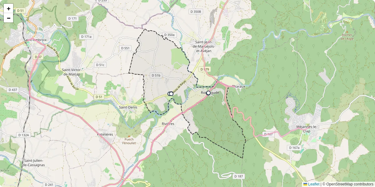Carte du réseau de transport en commun à Rochegude - lignes de bus et arrêts
