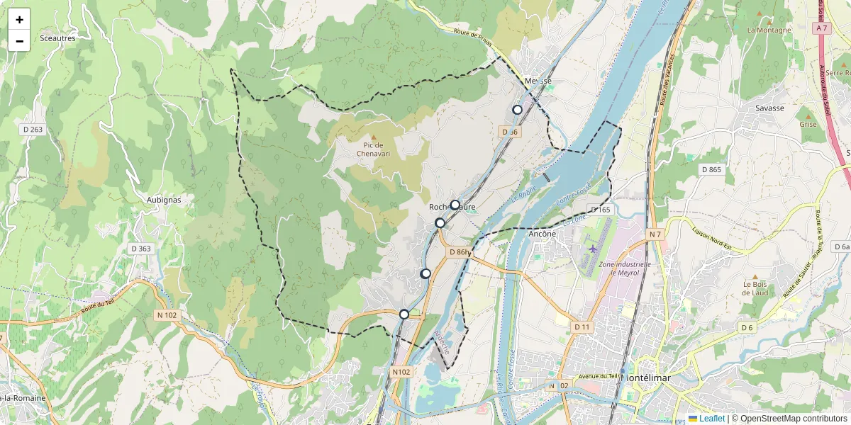 Carte du réseau de transport en commun à Rochemaure - lignes de bus et arrêts