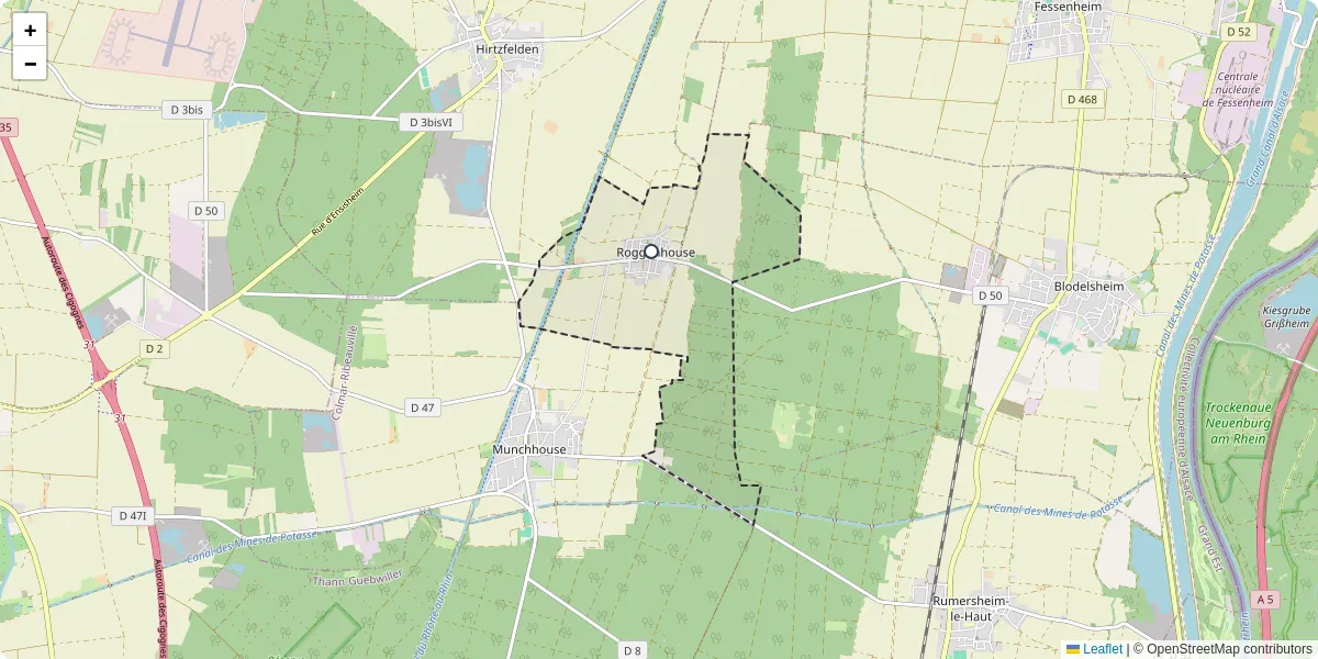Carte du réseau de transport en commun à Roggenhouse - lignes de bus et arrêts