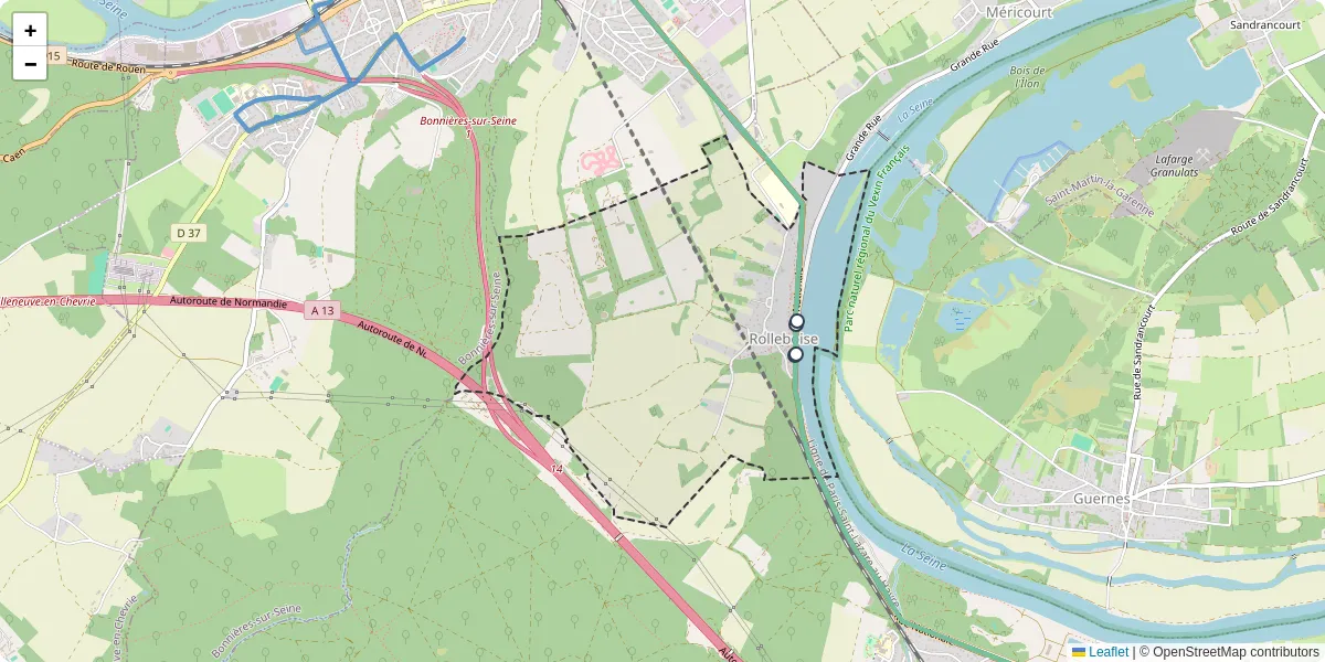 Carte du réseau de transport en commun à Rolleboise - lignes de bus et arrêts