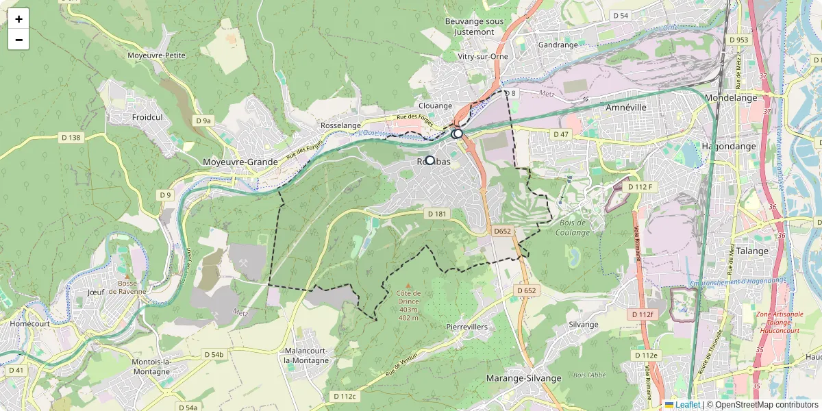 Carte du réseau de transport en commun à Rombas - lignes de bus et arrêts