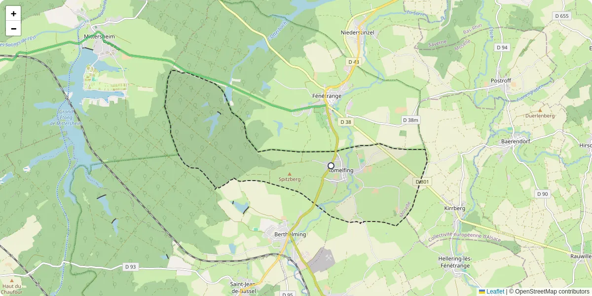 Carte du réseau de transport en commun à Romelfing - lignes de bus et arrêts
