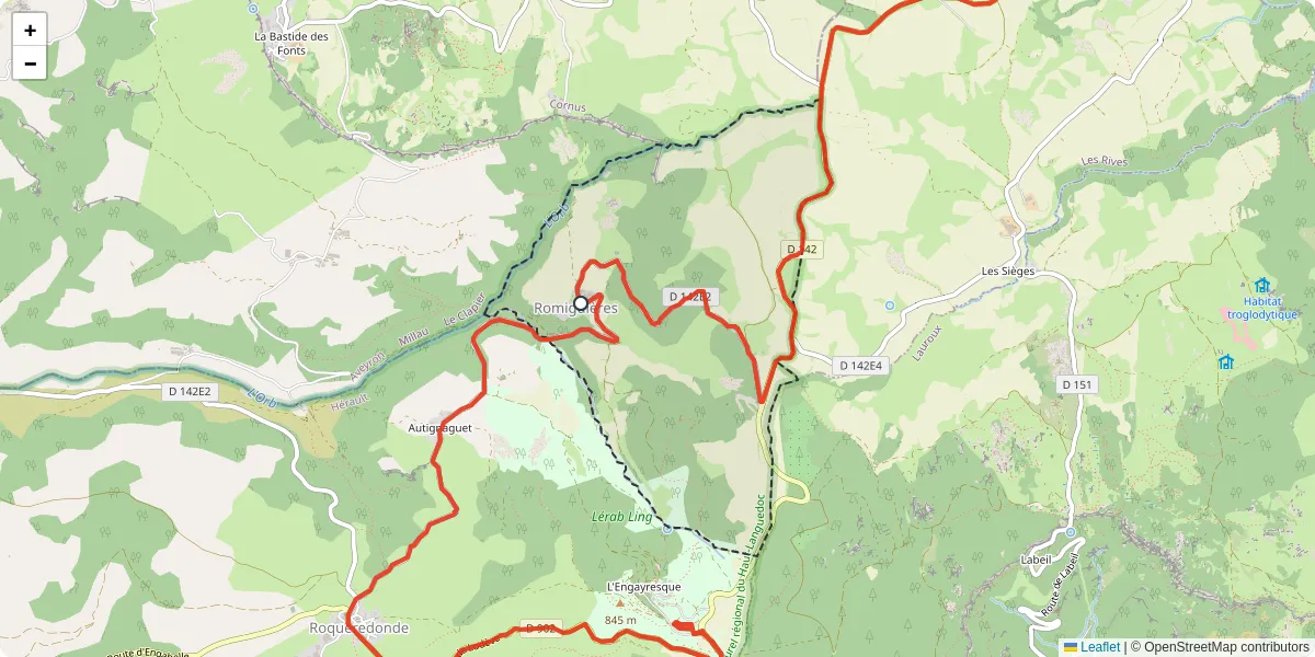 Carte du réseau de transport en commun à Romiguières - lignes de bus et arrêts