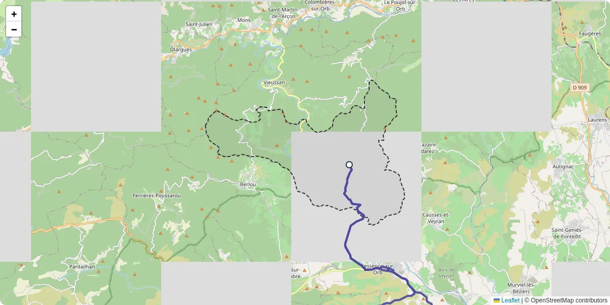 Carte du réseau de transport en commun à Roquebrun - lignes de bus et arrêts