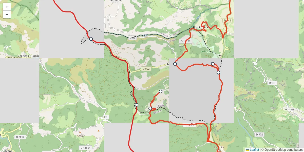 Carte du réseau de transport en commun à Roqueredonde - lignes de bus et arrêts