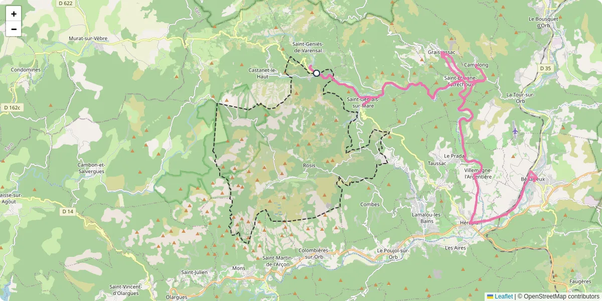 Carte du réseau de transport en commun à Rosis - lignes de bus et arrêts