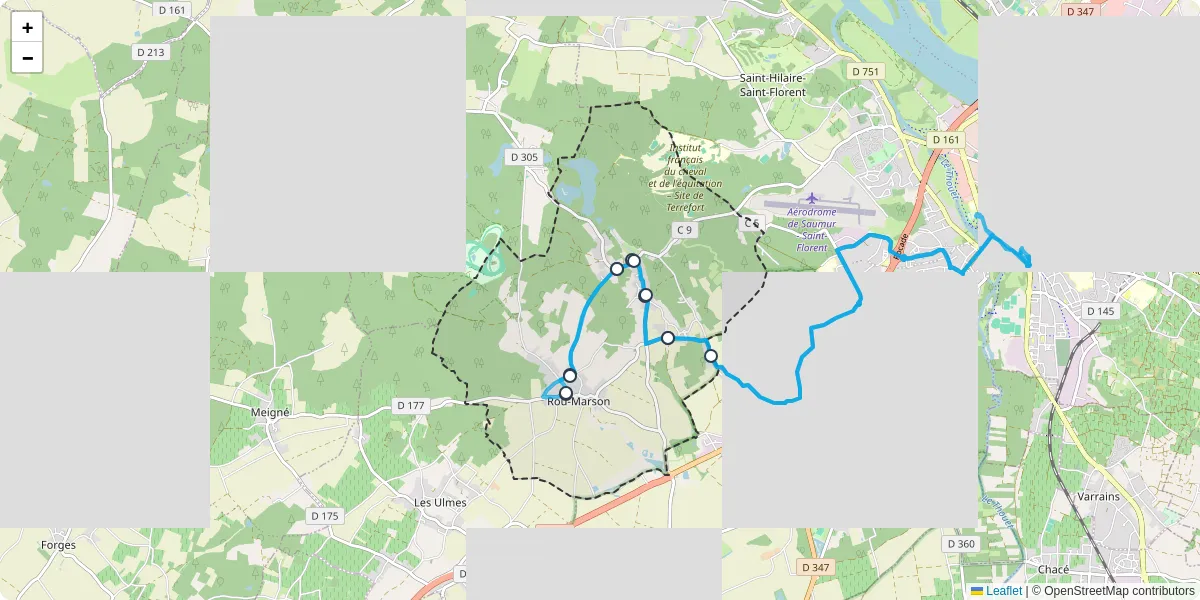 Carte du réseau de transport en commun à Rou-Marson - lignes de bus et arrêts