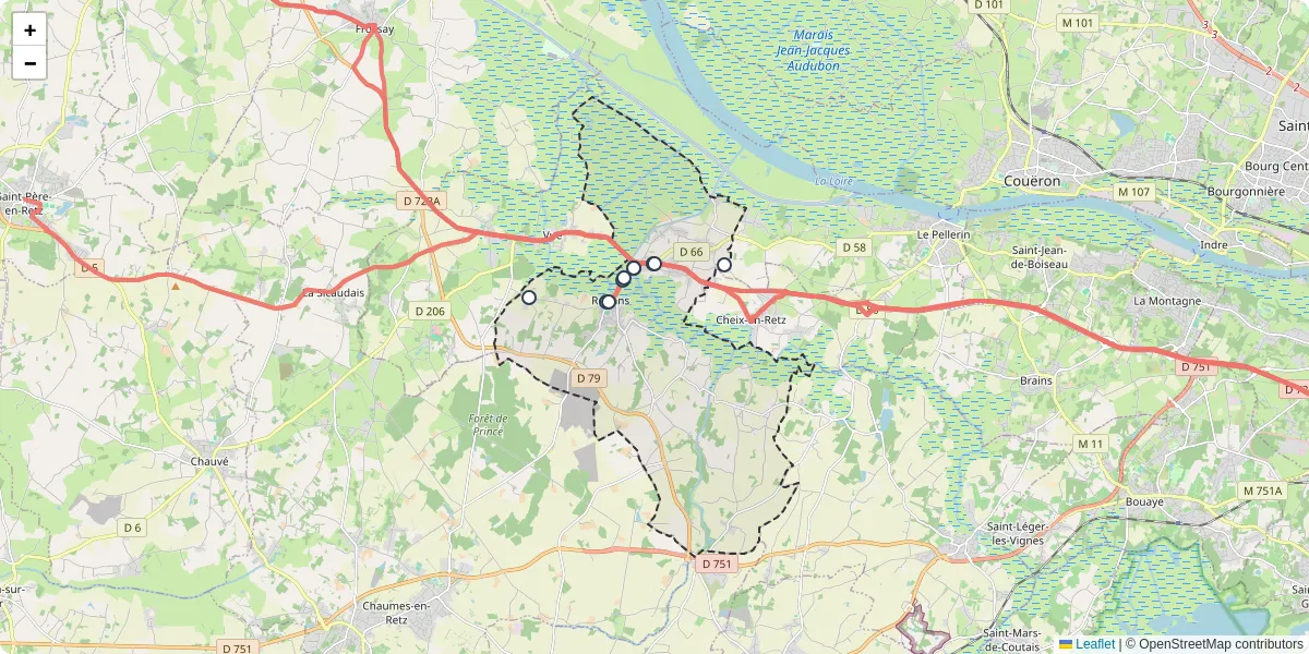Carte du réseau de transport en commun à Rouans - lignes de bus et arrêts