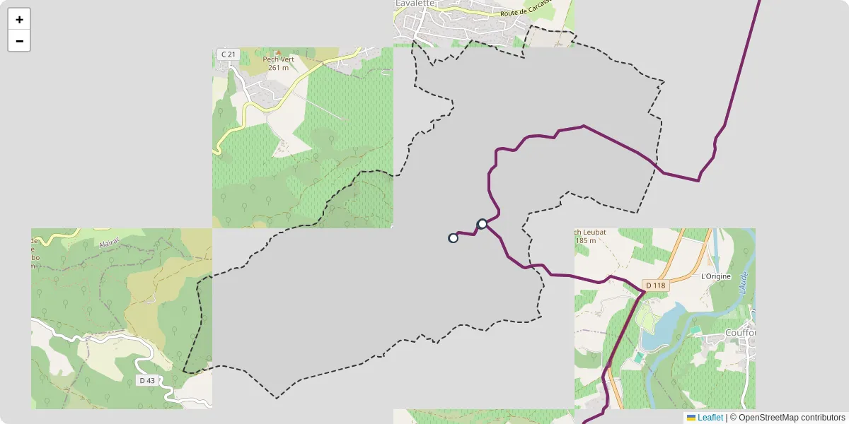 Carte du réseau de transport en commun à Roullens - lignes de bus et arrêts