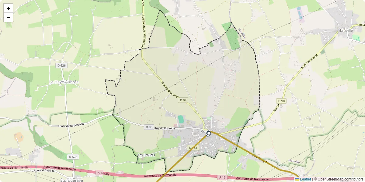 Carte du réseau de transport en commun à Routot - lignes de bus et arrêts