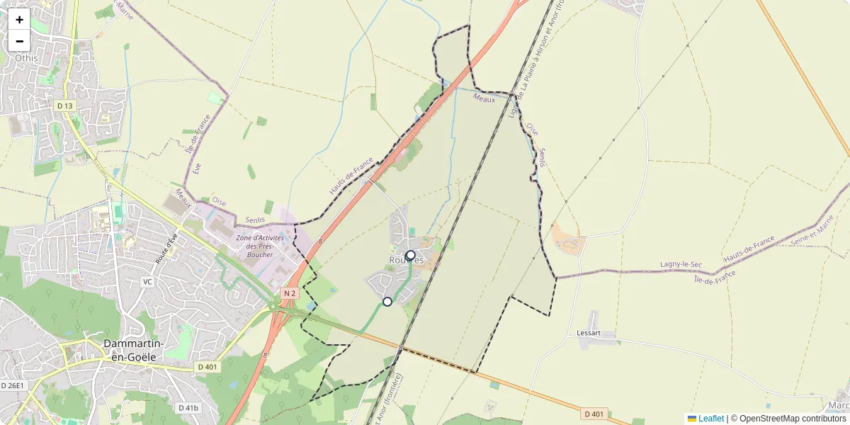 Carte du réseau de transport en commun à Rouvres - lignes de bus et arrêts