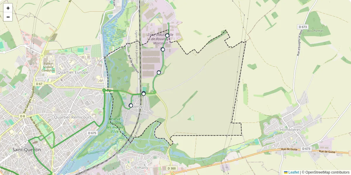 Carte du réseau de transport en commun à Rouvroy - lignes de bus et arrêts