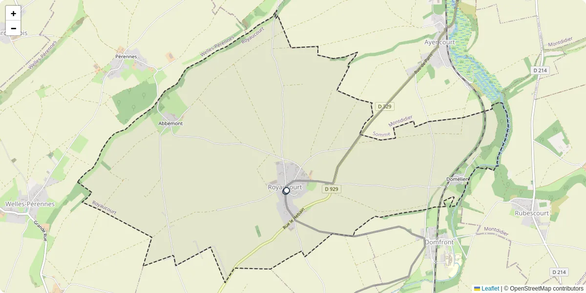 Carte du réseau de transport en commun à Royaucourt - lignes de bus et arrêts