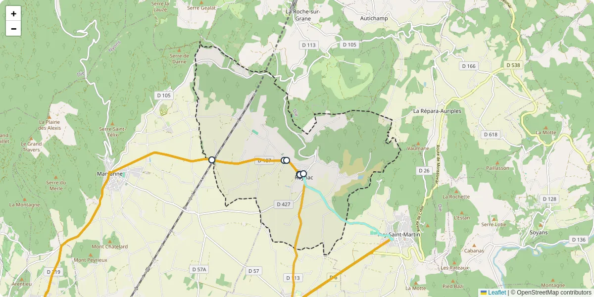 Carte du réseau de transport en commun à Roynac - lignes de bus et arrêts