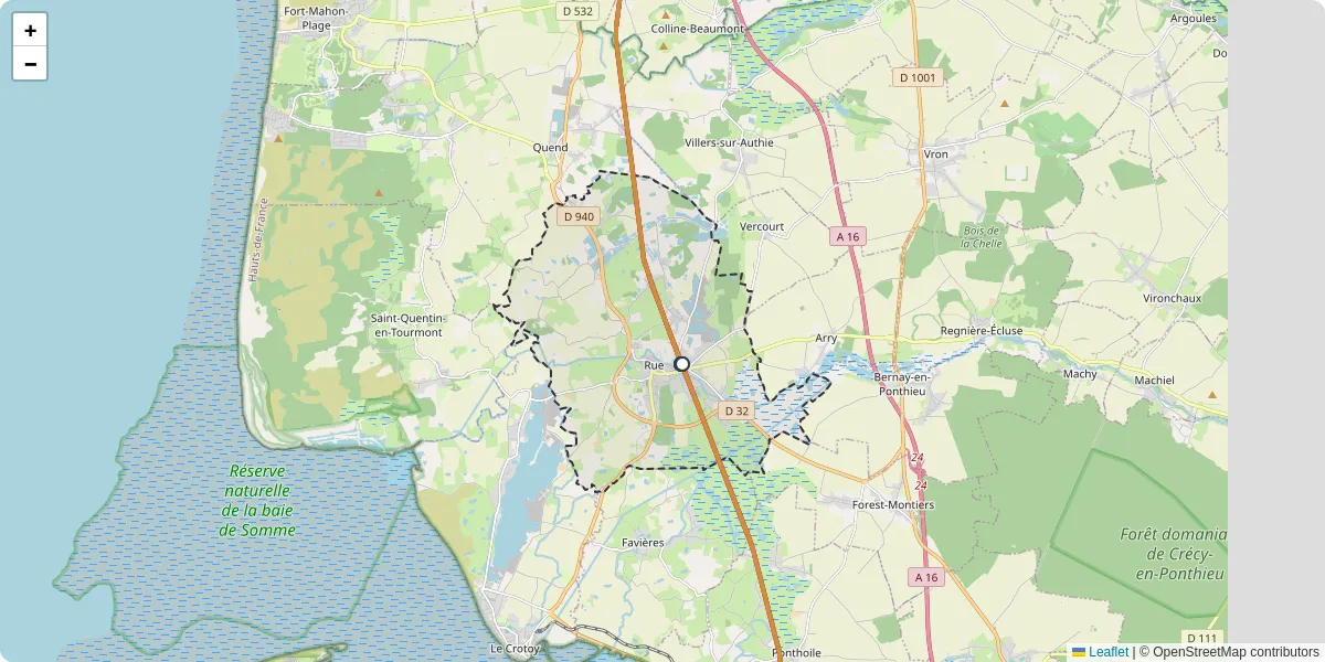 Carte du réseau de transport en commun à Rue - lignes de bus et arrêts