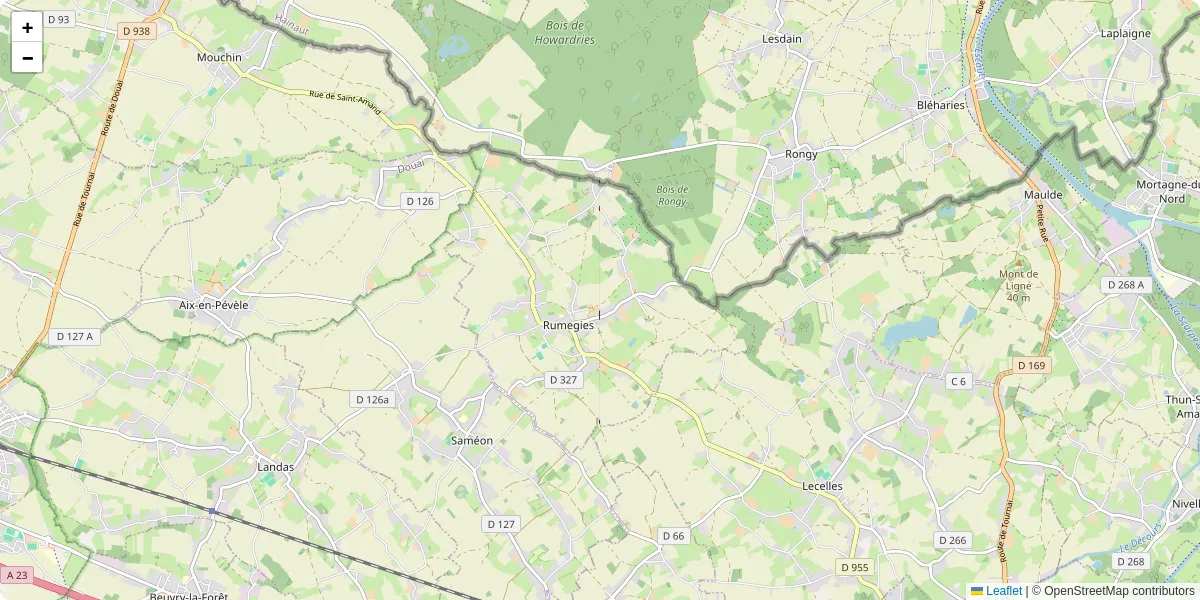 Carte du réseau de transport en commun à Rumegies - lignes de bus et arrêts