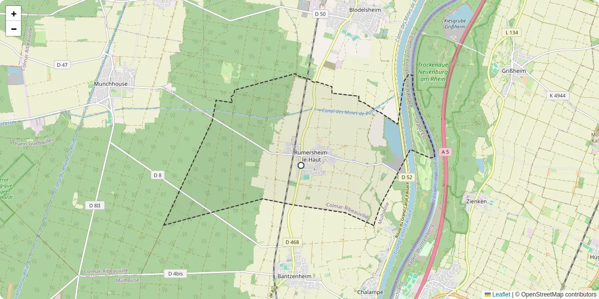 Carte du réseau de transport en commun à Rumersheim-le-Haut - lignes de bus et arrêts