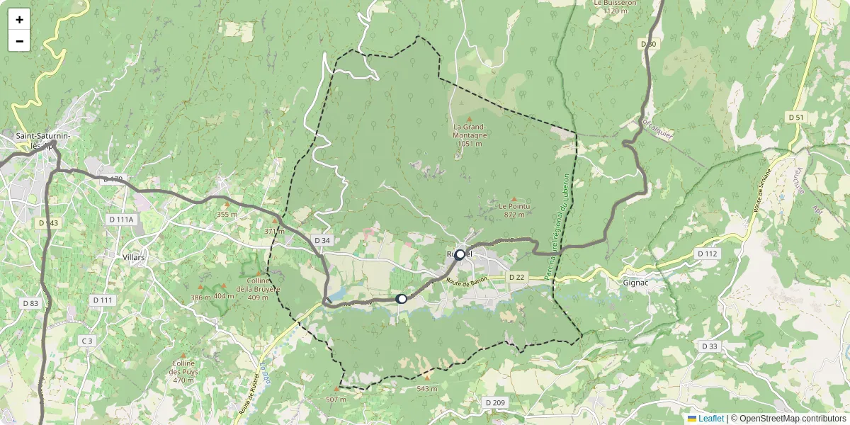 Carte du réseau de transport en commun à Rustrel - lignes de bus et arrêts