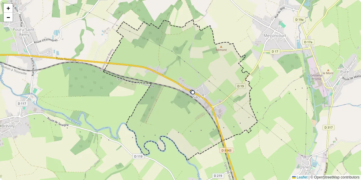 Carte du réseau de transport en commun à Sachy - lignes de bus et arrêts