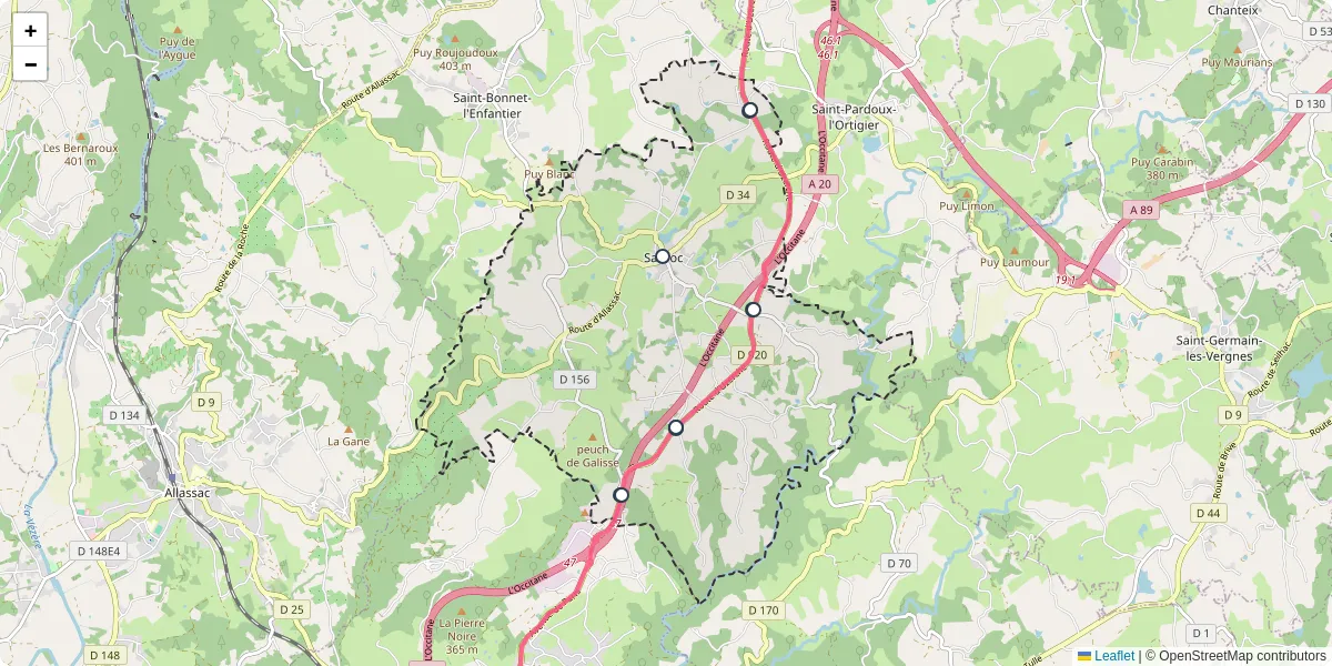 Carte du réseau de transport en commun à Sadroc - lignes de bus et arrêts